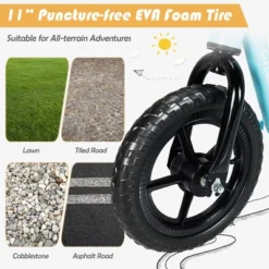 Babyjoy 11'' Kids Balance Bike W/ Footrest No Pedal Toddler Training Bike WhiteBlueBlack -Costway GUEST aeb37a54 e08a 4e91 bb2f 1b3d239c4b7e