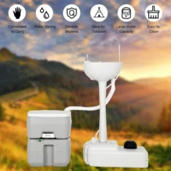 Costway Outdoor Wash Sink And Potable Toilet Set 4.5 Gallon Sink & 5.3 Gallon Toilet -Costway GUEST af119b8c 72c9 41d0 ad4d 92e9eaff5571