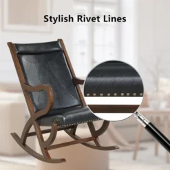 Costway Set Of 2 Rocking Chair With PU Cushion Modern Rocker W/ Rubber Wood Frame BlackRed 14 Costway Set Of 2 Rocking Chair With PU Cushion Modern Rocker W/ Rubber Wood Frame BlackRed -Costway GUEST af18b8c2 7344 4d31 b3ce 62a6c13021fc