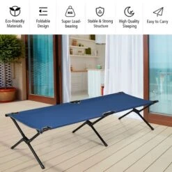 Costway Folding Camping Cot & Bed Heavy-Duty For Adults Kids W/ Carrying Bag 300LBS Blue -Costway GUEST affb4552 1159 47c7 b140 9615bcf11b9b