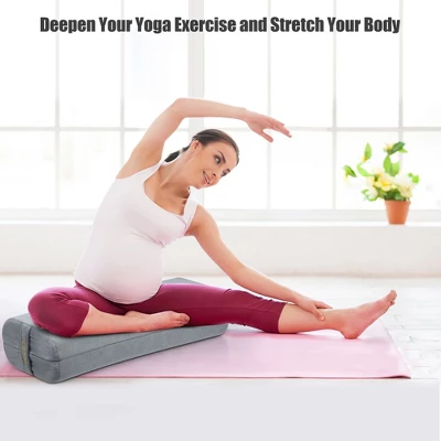 Costway Yoga Bolster Pillow Meditation Pillow W/Washable Cover & Carry Handle GreenGreyPink 4 Costway Yoga Bolster Pillow Meditation Pillow W/Washable Cover & Carry Handle GreenGreyPink - Image 2