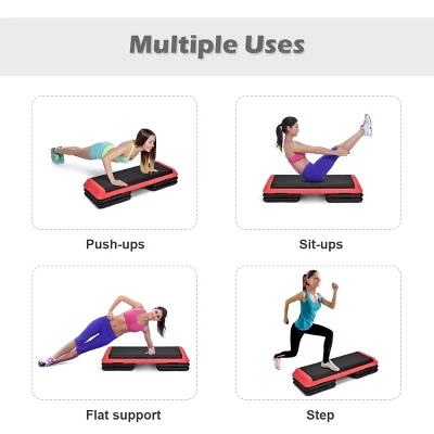 Costway Fitness Aerobic Step 43'' Cardio Adjust 4'' - 6'' - 8'' Exercise Stepper W/Risers Red 7 Costway Fitness Aerobic Step 43'' Cardio Adjust 4'' - 6'' - 8'' Exercise Stepper W/Risers Red - Image 5