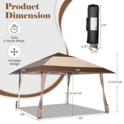 Costway 13'x13' Patio Pop-Up Gazebo Canopy Tent Portable Instant Sun Shelter Coffee 13 Costway 13'x13' Patio Pop-Up Gazebo Canopy Tent Portable Instant Sun Shelter Coffee -Costway GUEST b2fdd3a3 e9bf 4681 80a4 5891f39e72db