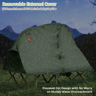 Costway 2-Person Outdoor Camping Tent Cot Elevated Compact Tent Set W/ External Cover 6 Costway 2-Person Outdoor Camping Tent Cot Elevated Compact Tent Set W/ External Cover - Image 4
