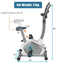 Costway Magnetic Upright Exercise Bike Cycling Bike W/Pulse Sensor 8-Level Fitness