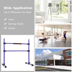 Costway 4ft Portable Ballet Barre Freestanding Adjustable Double Dance Bar Purple -Costway GUEST b82e44ba adc9 4ced 8668 e0686fced22d