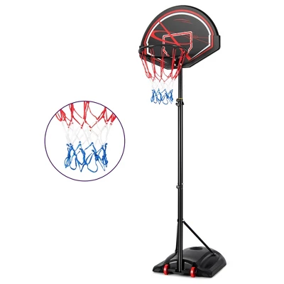Costway 5.6-7.5FT Height Adjustable Basketball Hoop System Stand W/Wheels Adults & Youth 11 Costway 5.6-7.5FT Height Adjustable Basketball Hoop System Stand W/Wheels Adults & Youth - Image 9