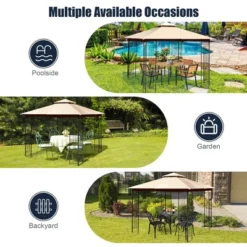 Costway 10' X 10' Patio Canopy Gazebo Outdoor 2-Tier Steel Tent Heavy-Duty L-Shaped -Costway GUEST b946367f 22d5 461d acc7 0d066a37e484