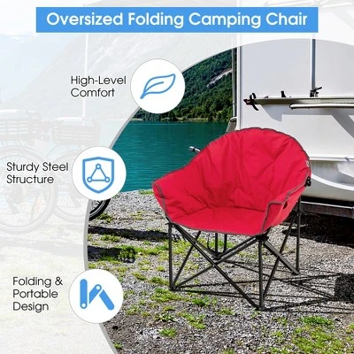 2 PCS Oversized Folding Padded Camping Moon Saucer Chair Bag Outdoor Fishing RedNavy BrownGrey 8 2 PCS Oversized Folding Padded Camping Moon Saucer Chair Bag Outdoor Fishing RedNavy BrownGrey - Image 6