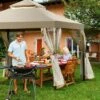 Costway Outdoor 2-Tier 10'x10' Gazebo Canopy Shelter Awning Tent Patio Garden Screw-free Structure Brown -Costway GUEST ba12b09d 7a79 4210 9c78 e75945952c19
