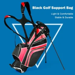 Costway Golf Stand Cart Bag Club W/6 Way Divider Carry Organizer Pockets Storage Red -Costway GUEST bb27c438 d44c 4c50 a12b 63248c4e991e