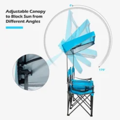 Costway Portable Folding Camping Canopy Chairs W/ Cup Holder Cooler Outdoor Blue -Costway GUEST bcfa4288 8bf6 4f1f 8b27 56312232df55