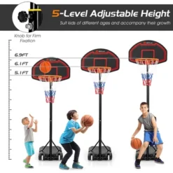Costway Adjustable Kids Basketball Hoop Stand W/Durable Net Shatterproof Backboard Wheel -Costway GUEST be1ae856 7740 41bf a8ed a2bc920475d5