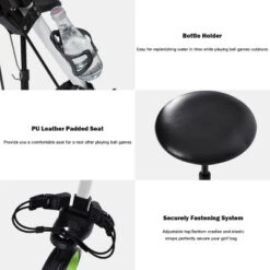 Costway Foldable 3 Wheel Push Pull Golf Club Cart Trolley W/Seat Scoreboard Bag Swivel -Costway GUEST bf68414f afaf 4e80 b59c e49e3e39fef4