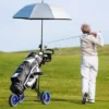 Foldable 3 Wheel Push Pull Golf Club Cart Trolley W/Seat Scoreboard Bag Red/Blue