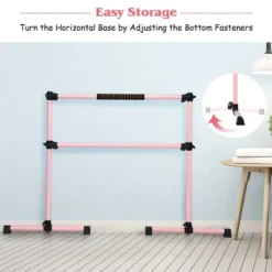 Costway 4ft Portable Ballet Barre Freestanding Adjustable Double Dance Bar Pink -Costway GUEST c0105fac 699b 4a38 bc11 513bd114bb7e
