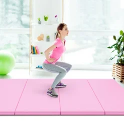4' X 8' X 2'' Folding Gymnastics Mat Four Panels Gym PU Leather EPE Foam Blue/Pink -Costway GUEST c135e4fd 9094 4770 afc2 bd56c3ab9827