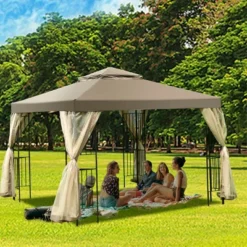 Costway Outdoor 10'x10' Gazebo Canopy Shelter Awning Tent Patio Screw-free Structure Garden -Costway GUEST c1980100 7ac7 4928 93e3 53042a0784c3