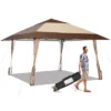Costway 13'x13' Patio Pop-Up Gazebo Canopy Tent Portable Instant Sun Shelter Coffee