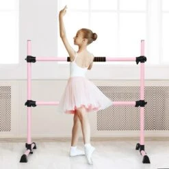 Costway 4ft Portable Ballet Barre Freestanding Adjustable Double Dance Bar Pink