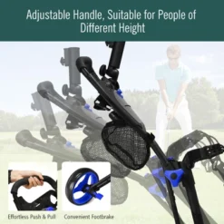 Costway Folding 3 Wheels Golf Push Cart W/Brake Scoreboard Adjustable Handle RedBlueGreyGreen -Costway GUEST c3db2079 dd40 47ad b89d 49bf6bece625