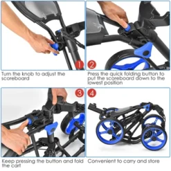 Costway Folding 4 Wheels Golf Push Cart W/Brake Scoreboard Adjustable Handle RedBlueGrayGreen -Costway GUEST c4791b9d 5172 4b01 9558 e20e0164c59f