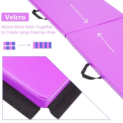 Costway 6'x2' Yoga Mat Folding Exercise Aerobics Stretch Gymnastic W/Handle BluePurple 6 Costway 6'x2' Yoga Mat Folding Exercise Aerobics Stretch Gymnastic W/Handle BluePurple - Image 4