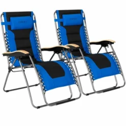 Costway 2PCS Folding Zero Gravity Chair Padded Lounge Chair W/ Beech Armrests Turquoise/Blue/Grey -Costway GUEST c851aa5f 8cbb 45ce b592 96b500890de6