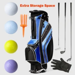 Costway Golf Stand Cart Bag Club W/6 Way Divider Carry Organizer Pockets Storage Blue -Costway GUEST c89973c4 b0eb 45e0 ab36 319e18181412
