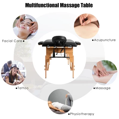Costway 84''L Portable Massage Table Adjustable Facial Spa Bed Tattoo W/ Carry Case Black 5 Costway 84''L Portable Massage Table Adjustable Facial Spa Bed Tattoo W/ Carry Case Black - Image 3