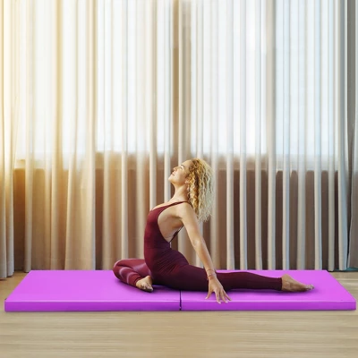 Costway 6'x2' Yoga Mat Folding Exercise Aerobics Stretch Gymnastic W/Handle BluePurple 3 Costway 6'x2' Yoga Mat Folding Exercise Aerobics Stretch Gymnastic W/Handle BluePurple