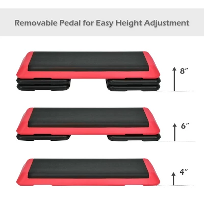 Costway Fitness Aerobic Step 43'' Cardio Adjust 4'' - 6'' - 8'' Exercise Stepper W/Risers Red 10 Costway Fitness Aerobic Step 43'' Cardio Adjust 4'' - 6'' - 8'' Exercise Stepper W/Risers Red - Image 8