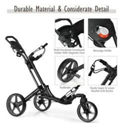 Costway 22 Costway Folding Golf Push Cart Swivel W/Adjustable Handle Grey