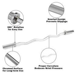 Costway 48''Chrome Steel Olympic EZ Curl Bar 28mm Grip Home Gym Fitness Equipment Silver -Costway GUEST cb497fcb 02c8 46f1 9b0e 6bef43bc019a