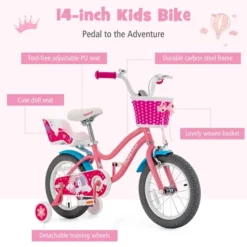 Honeyjoy 14 Inches Kids Bicycle W/Training Wheels & Basket For Boys & Girls Age 3-5 Years -Costway GUEST cb80ba06 e9c9 4713 89bb 30b6e0f4ab6b