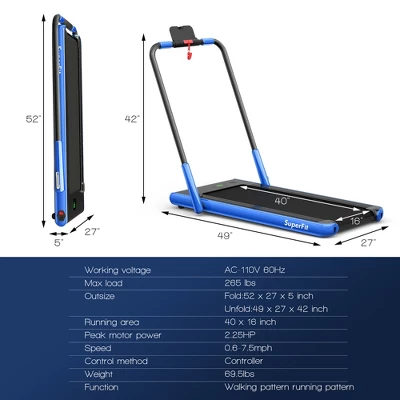 SuperFit 2.25HP 2 In 1 Foldable Under Desk Treadmill Remote Control 4 SuperFit 2.25HP 2 In 1 Foldable Under Desk Treadmill Remote Control - Image 2