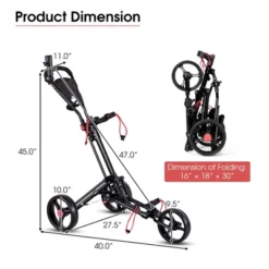 Costway Foldable 3 Wheel Steel Golf Pull Push Cart Trolley Club W/ Umbrella Holder -Costway GUEST ce7d6dc5 2a84 47f8 9f2c ad56cc27e4fc