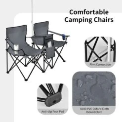 Portable Folding Picnic Double Chair W/Umbrella Table Cooler Beach Camping TurquoiseBlackRedGray -Costway GUEST cfcbf709 c54f 4297 8121 71964802c43c