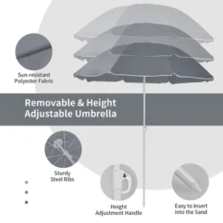 Portable Folding Picnic Double Chair W/Umbrella Table Cooler Beach Camping TurquoiseBlackRedGray -Costway GUEST d0fca349 0ecb 4e7b a93b b85c9747a20d