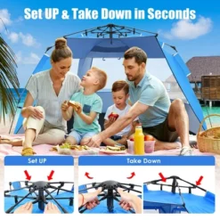 Costway 3-4 Person Easy Pop Up Beach Tent UPF 50Plus Portable Sun Shelter Orange/Blue -Costway GUEST d14516cc da5c 424b bdf5 3a6e6d949766