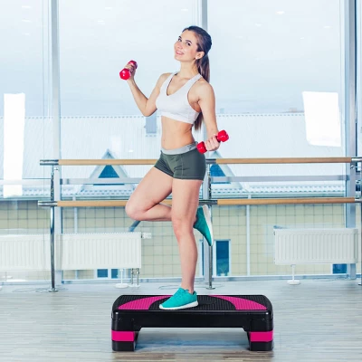 Costway 31'' Aerobic Ex Ercise Stepper Cardio Trainer 3 In 1 Adjustable Height 4'' - 6'' - 8'' 4 Costway 31'' Aerobic Ex Ercise Stepper Cardio Trainer 3 In 1 Adjustable Height 4'' - 6'' - 8'' - Image 2