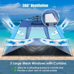 Costway 3-4 Person Easy Pop Up Beach Tent UPF 50Plus Portable Sun Shelter Orange/Blue -Costway GUEST d22f7e53 a973 48b1 a460 940ce6f9db13