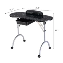 Costway Black Manicure Nail Table Portable Station Desk Spa Beauty Salon Equipment