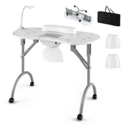 Costway Folding Manicure Table Portable Nail Desk With Dust Collector LED Lamp Carry Bag -Costway GUEST d556bcd7 b064 4752 bd08 44c9497a3aec