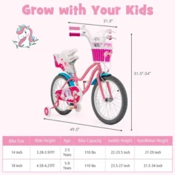 Honeyjoy 18 Inches Kids Bicycle W/Training Wheels & Basket For Boys & Girls Age 5-9 Years -Costway GUEST d7dbc679 7552 4609 b4a5 526bc5667d23