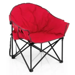 Costway Folding Camping Moon Padded Chair With Carry Bag Cup Holder Portable Navy BrownGrey -Costway GUEST d8792207 db8e 4437 a6b3 e42561a1f790