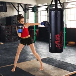 Costway 40Lbs Filled Punching Boxing Suit W/Sandbag Gloves Rucksack Hook Jump Rope