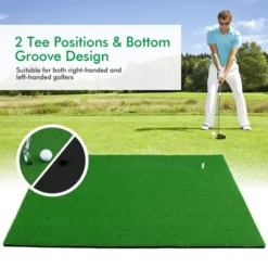 Costway 5' X 3' Standard Realistic Feel Golf Practice Mat Putting Mat Synthetic Turf W/3 Tees -Costway GUEST dbae8ed9 feb6 4f50 84a9 77e2738f2c9d