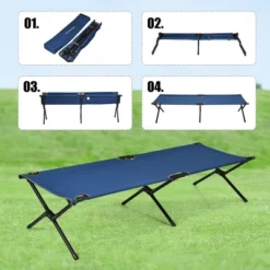 Costway Folding Camping Cot & Bed Heavy-Duty For Adults Kids W/ Carrying Bag 300LBS Blue -Costway GUEST dc8f2433 374c 4473 9a8f 16c071e44f76