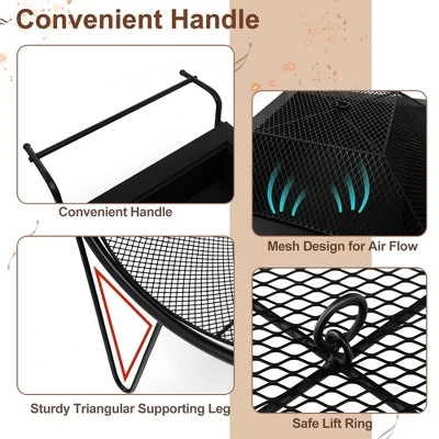 Costway Outdoor Wood Burning Fire Pit Steel Patio Stove W/ Log Storage Rack & Wheels 11 Costway Outdoor Wood Burning Fire Pit Steel Patio Stove W/ Log Storage Rack & Wheels - Image 9